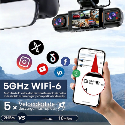 CAMQUIX 360° l Cámara de Vigilancia para Coche con 5 Canales Full HD y WiFi