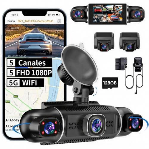 CAMQUIX 360° l Cámara de Vigilancia para Coche con 5 Canales Full HD y WiFi